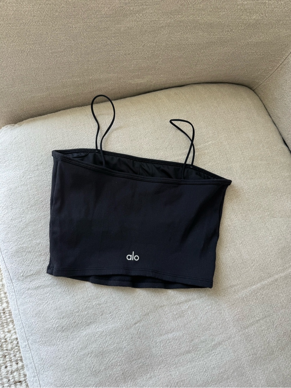 Alo Yoga Goddess Ribbed Bandeau Top Black Size Medium - Picture 4 of 4